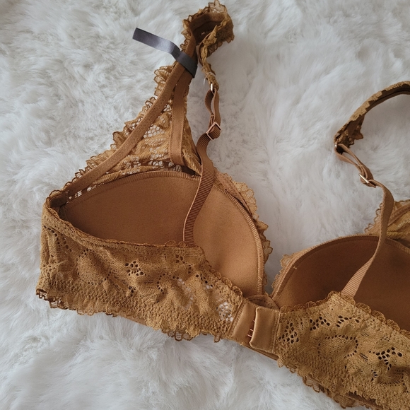 ❤️‍🔥AERIE REAL POWER WIRELESS PUSH UP SUNFLOWER LACE BRA SIZE 34A - Picture 9 of 10